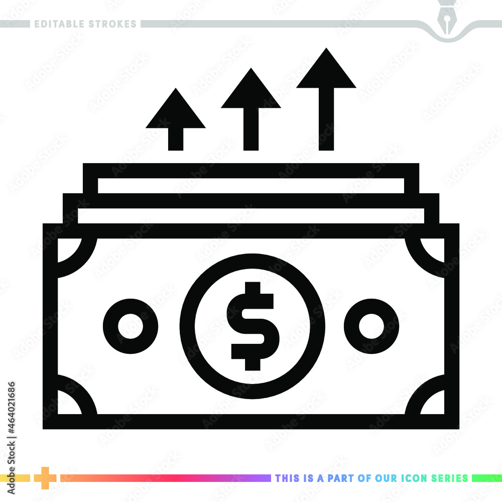 Editable line icon of federal minimum wage as a customizable black stroke eps vector graphic. Editable line icon of federal minimum wage as a customizable black stroke eps vector graphic.