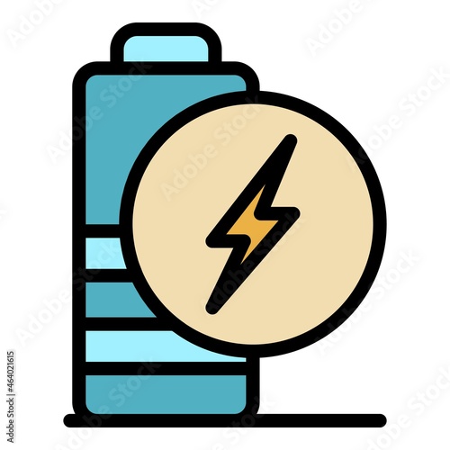 Low charge battery icon. Outline low charge battery vector icon color flat isolated