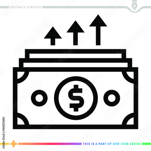 Editable line icon of federal minimum wage as a customizable black stroke eps vector graphic.