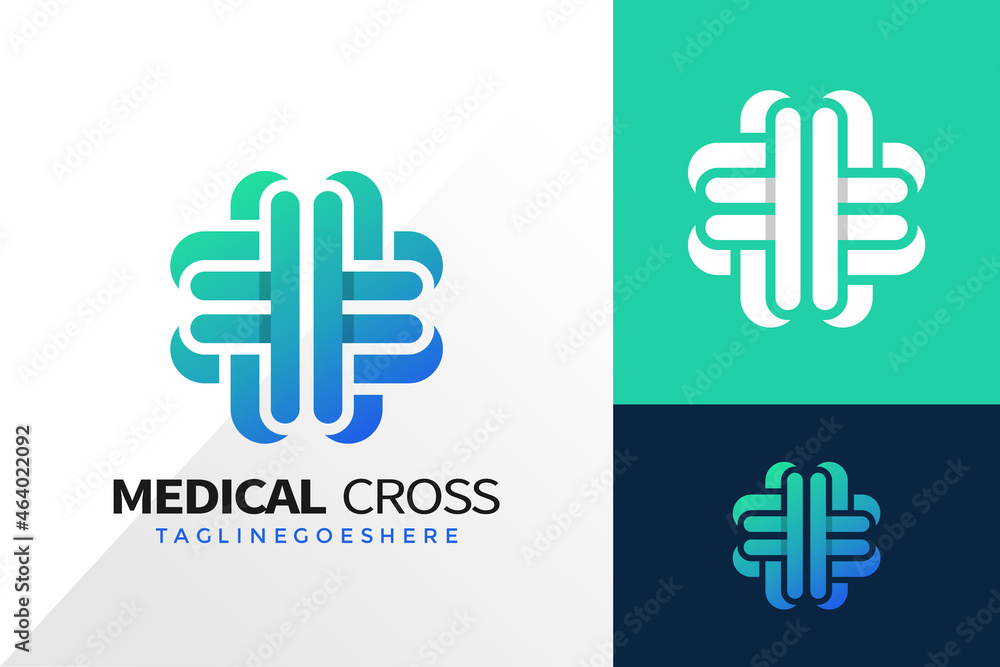 Fototapeta premium Medical cross logo and icon design vector concept for template