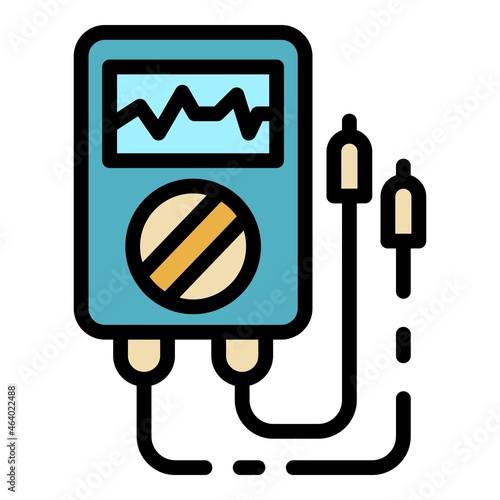 Electric multimeter icon. Outline electric multimeter vector icon color flat isolated