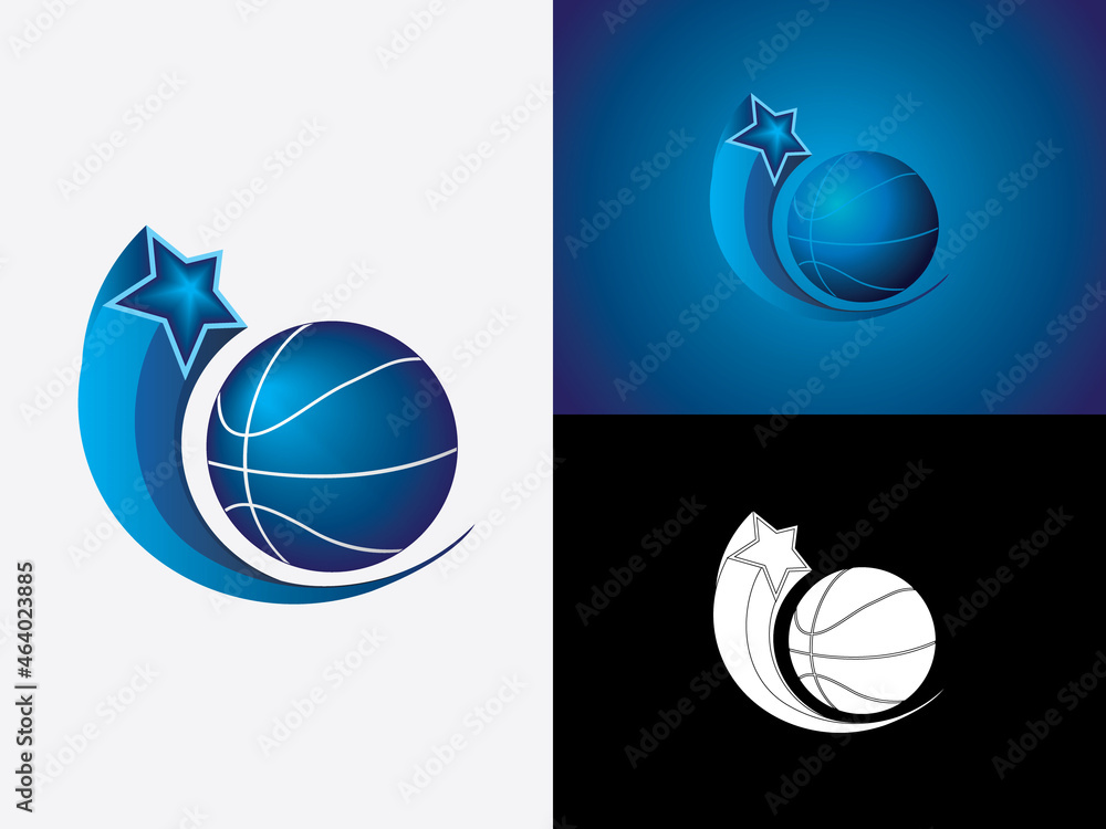 basket ball with star logo vector