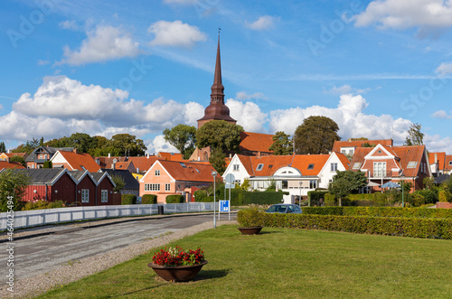 Village of Nysted on Danish Baltic Sea island of Lolland, view from the port photo