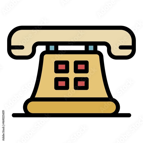 Retro telephone icon. Outline retro telephone vector icon color flat isolated