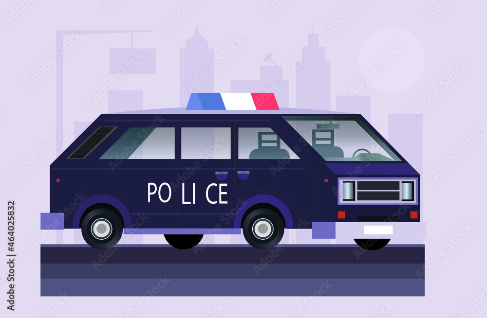 black police van against the city silhouette black police van against the city silhouette