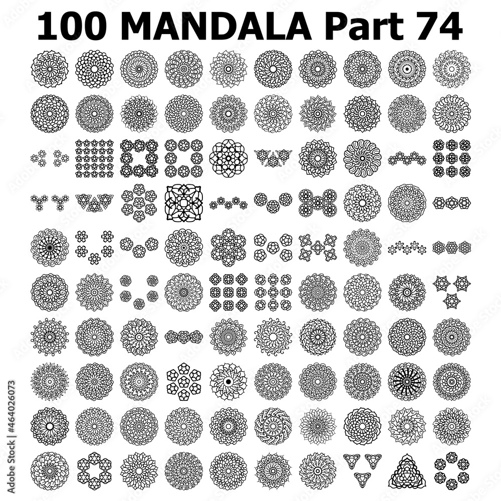 Various Pattern collections 100 Mandala pattern set Doodles freehand Various Pattern collections 100 Mandala pattern set Doodles freehand