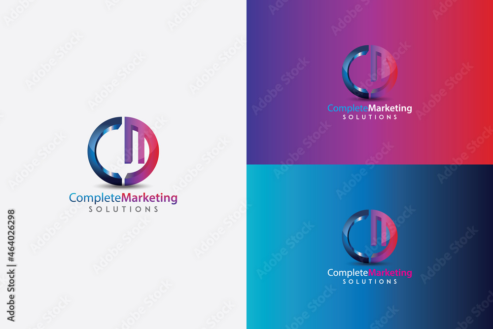 Abstract ring logo vector with letters C & M Abstract ring logo vector with letters C & M
