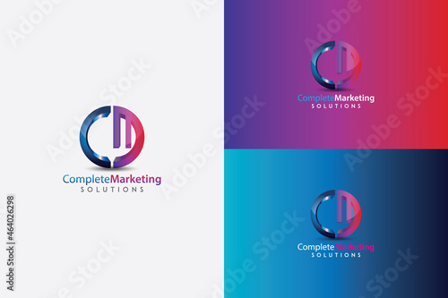 Abstract ring logo vector with letters C & M