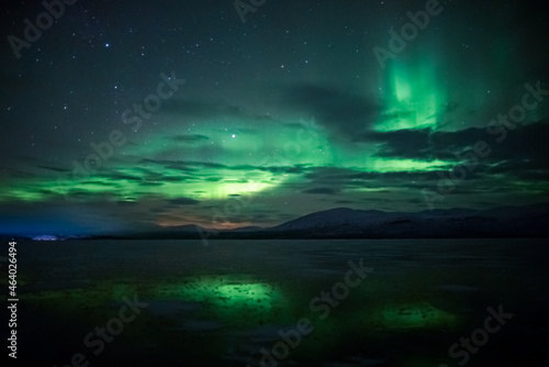aurora borealis northern lights polar lights lapland night landscape © Dimitri