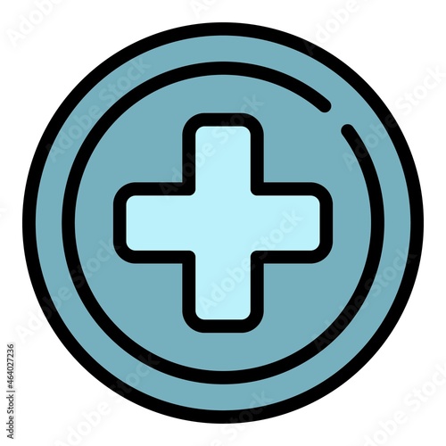 Medical cross circle icon. Outline medical cross circle vector icon color flat isolated