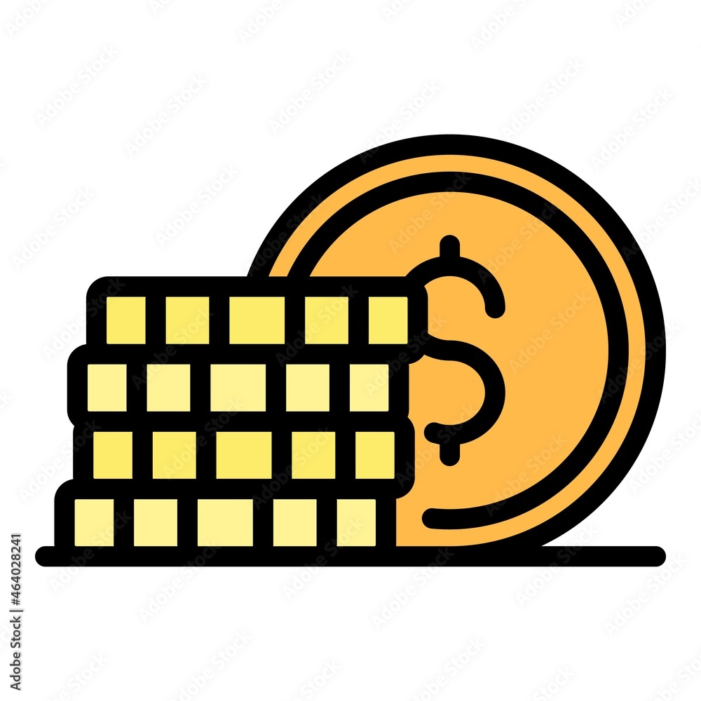 Gold coins stack icon. Outline gold coins stack vector icon color flat isolated Gold coins stack icon. Outline gold coins stack vector icon color flat isolated