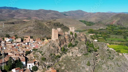 Aerial panoramic view of Arandiga, region of the Community of Calatayud Zaragoza spain View from behind photo
