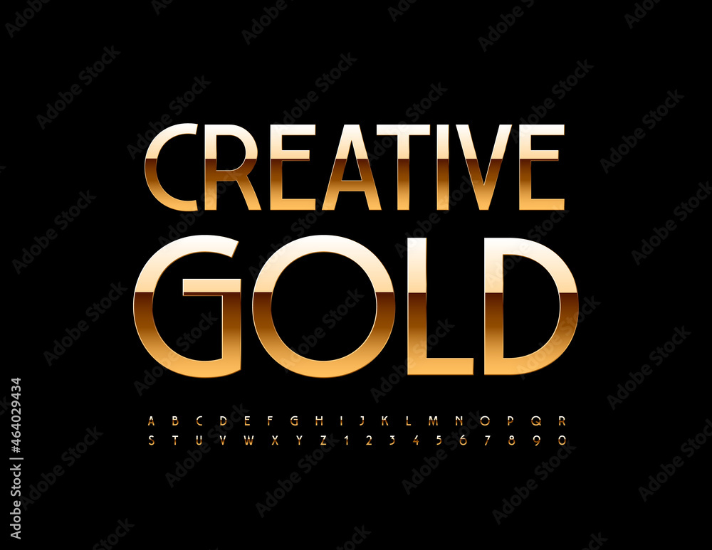 Vector Golden Font. Creative Alphabet Letters and Numbers Stock Vector ...