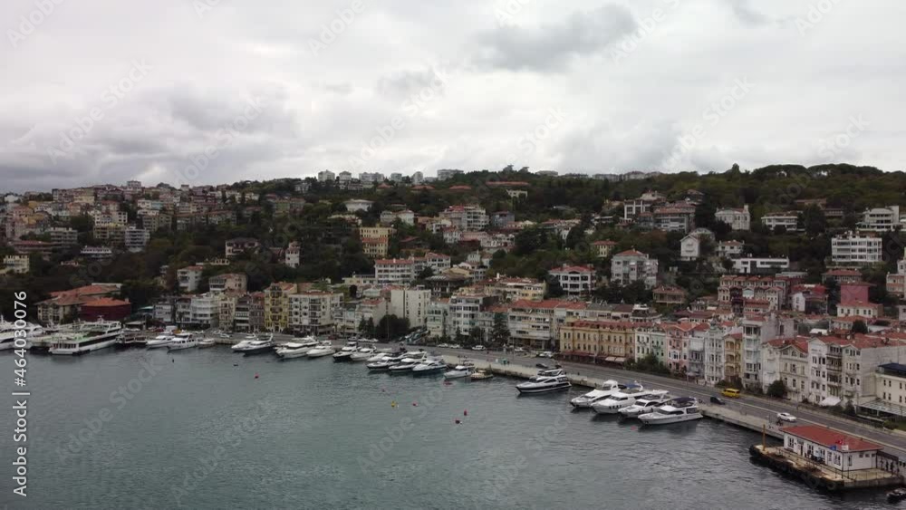 Aerial view on boats and building on Bosphorus, Istanbul Aerial view on boats and building on Bosphorus, Istanbul