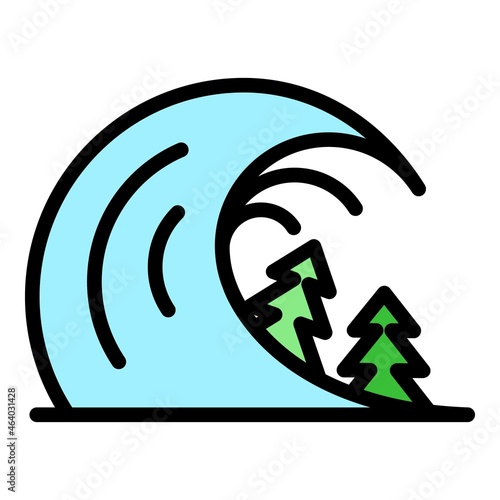 Disaster tsunami icon. Outline disaster tsunami vector icon color flat isolated