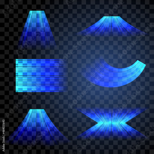 Blue stream of cold air from the conditioner. Clean fresh air flow. Wind direction. Isolated on transparent background.