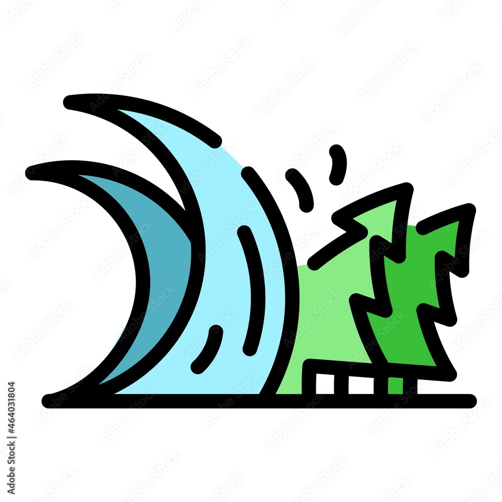 Alarm tsunami wave icon. Outline alarm tsunami wave vector icon color flat isolated Alarm tsunami wave icon. Outline alarm tsunami wave vector icon color flat isolated
