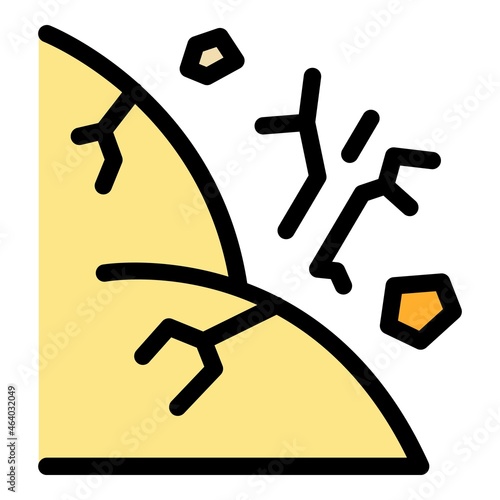 Ground landslide icon. Outline ground landslide vector icon color flat isolated