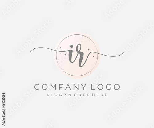 Initial IR feminine logo. Usable for Nature, Salon, Spa, Cosmetic and Beauty Logos. Flat Vector Logo Design Template Element.