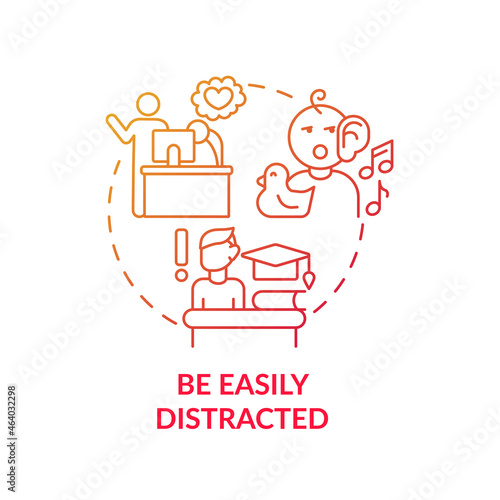 Be easily distracted concept icon. Inattentive symptom abstract idea thin line illustration. Living with attention deficit hyperactivity disorder. Vector isolated outline color drawing