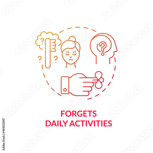 Forgets daily activities concept icon. Inattentive symptom abstract idea thin line illustration. Excessive forgetfulness. Memory problems. ADHD sign. Vector isolated outline color drawing