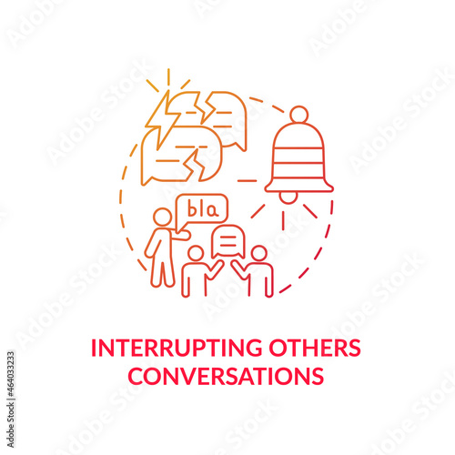 Interrupting others conversations concept icon. Hyperactive-impulsive symptom abstract idea thin line illustration. Interrupting people without thinking. Vector isolated outline color drawing