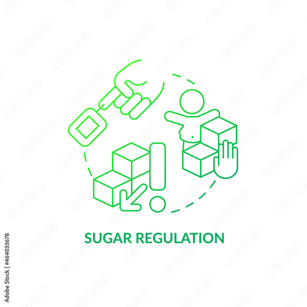 Sugar regulation concept icon. ADHD diet abstract idea thin line illustration. Reducing behavior problems. Chronic diseases risk. Overweight in children. Vector isolated outline color drawing Sugar regulation concept icon. ADHD diet abstract idea thin line illustration. Reducing behavior problems. Chronic diseases risk. Overweight in children. Vector isolated outline color drawing