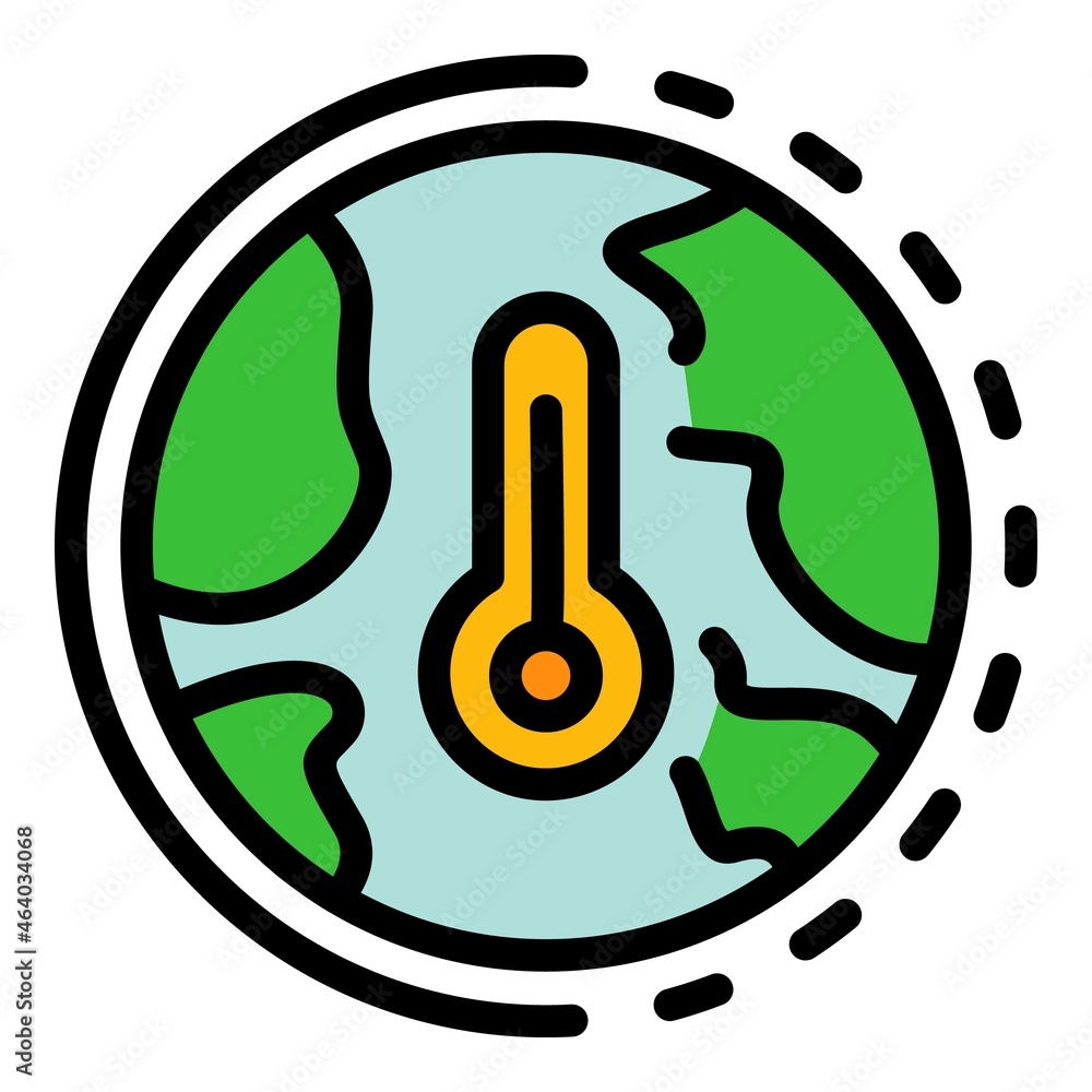 Global hot temperature icon. Outline global hot temperature vector icon color flat isolated Global hot temperature icon. Outline global hot temperature vector icon color flat isolated