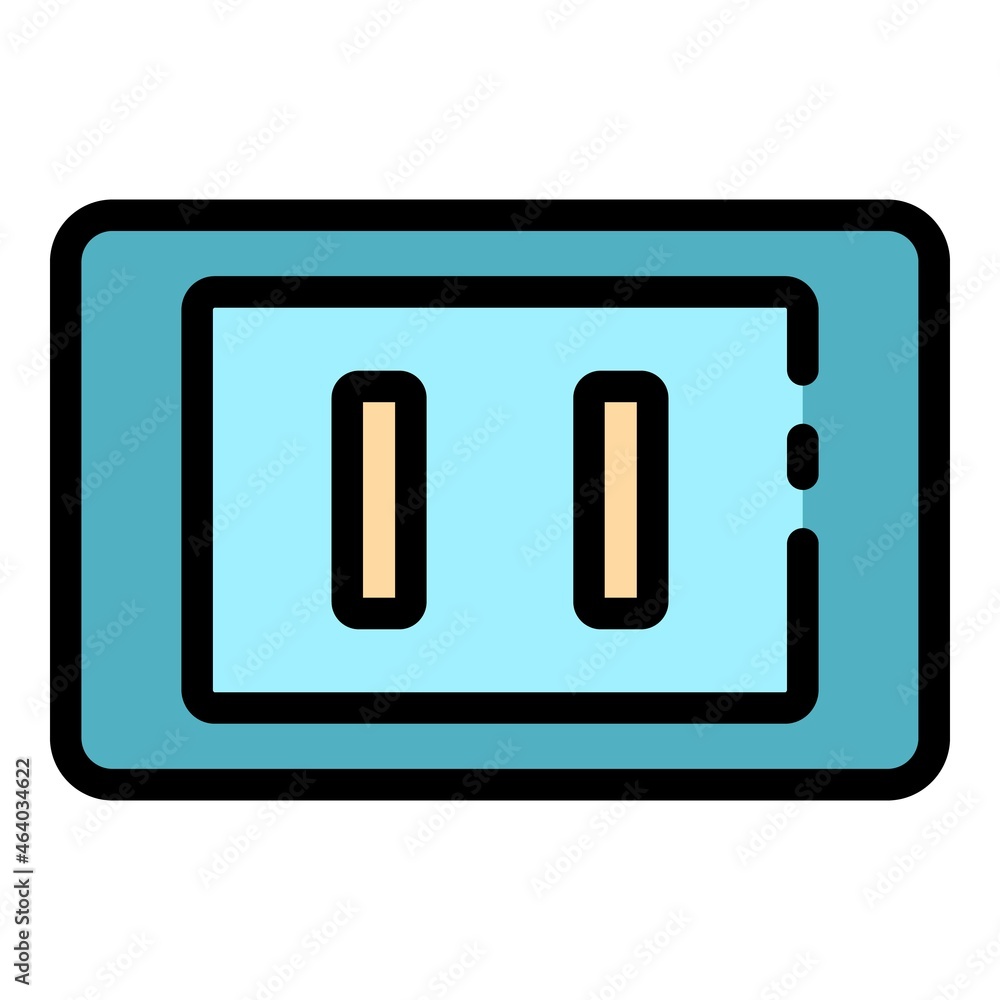 Electric line socket icon. Outline electric line socket vector icon color flat isolated Electric line socket icon. Outline electric line socket vector icon color flat isolated