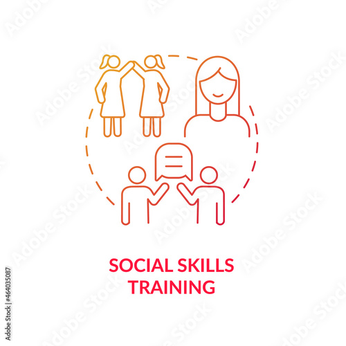 Social skills training concept icon. ADHD treatment abstract idea thin line illustration. Solving communication problems. Preventing interpersonal difficulties. Vector isolated outline color drawing