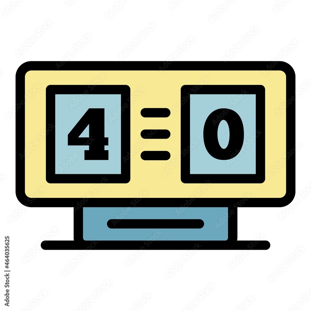 Soccer table score icon. Outline soccer table score vector icon color flat isolated Soccer table score icon. Outline soccer table score vector icon color flat isolated