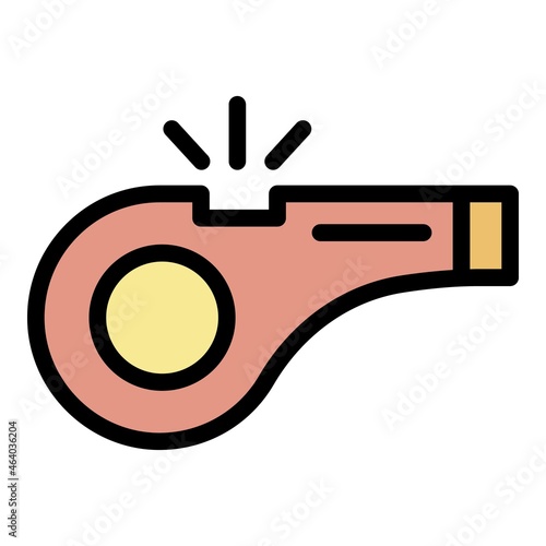 Referee whistle icon. Outline referee whistle vector icon color flat isolated