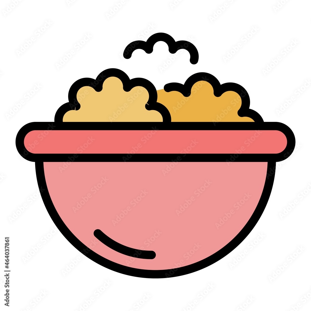 Bowl with cookies icon. Outline bowl with cookies vector icon color flat isolated Bowl with cookies icon. Outline bowl with cookies vector icon color flat isolated