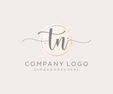 Initial TN feminine logo. Usable for Nature, Salon, Spa, Cosmetic and Beauty Logos. Flat Vector Logo Design Template Element.
