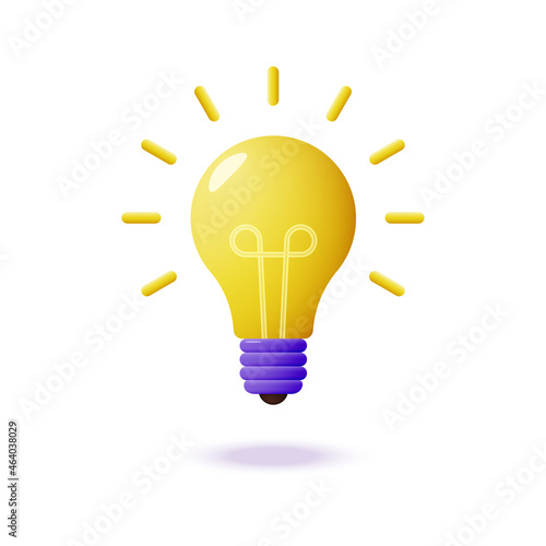 Light bulb with rays of light. Concept or symbol of energy or idea.