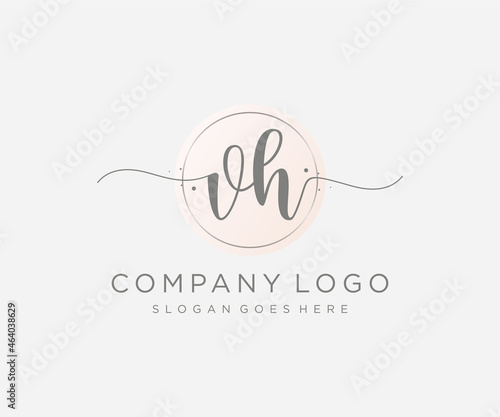 Initial VH feminine logo. Usable for Nature, Salon, Spa, Cosmetic and Beauty Logos. Flat Vector Logo Design Template Element. photo