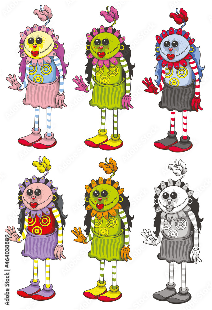 Fototapeta premium Poupées d'halloween de différentes couleurs