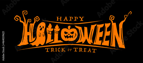 Happy halloween text design with traditional elements Vector
