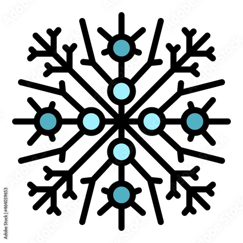 Graphic snowflake icon. Outline graphic snowflake vector icon color flat isolated