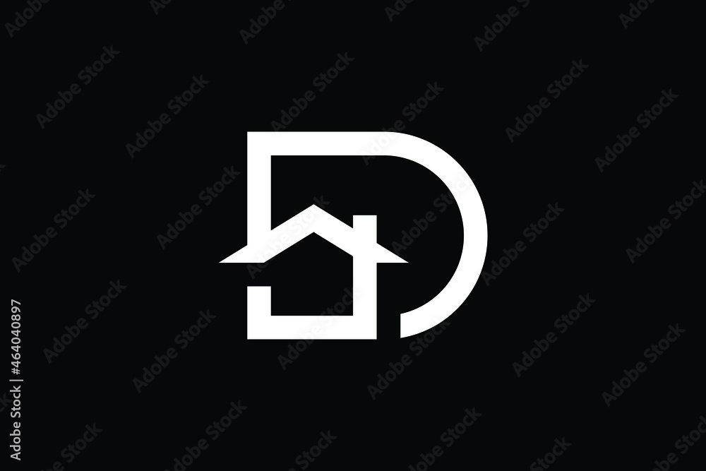 Obraz premium Logo design of D in vector for construction, home, real estate, building, property. creative elegant Monogram. Premium Business home logo icon. White color on black background.