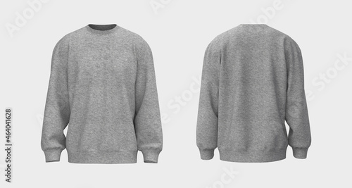 Blank sweatshirt mock up in front and back views, 3d rendering, 3d illustration