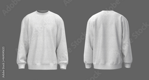 Blank sweatshirt mock up in front and back views, 3d rendering, 3d illustration photo