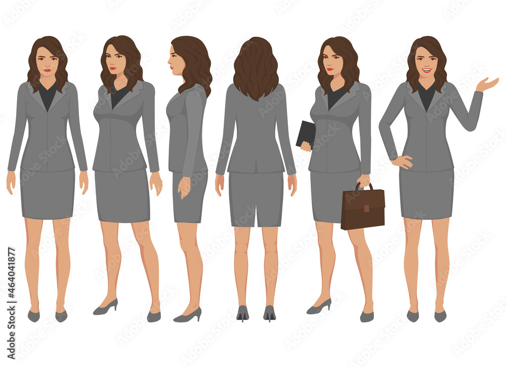 Set of cartoon businesswomen character vector design