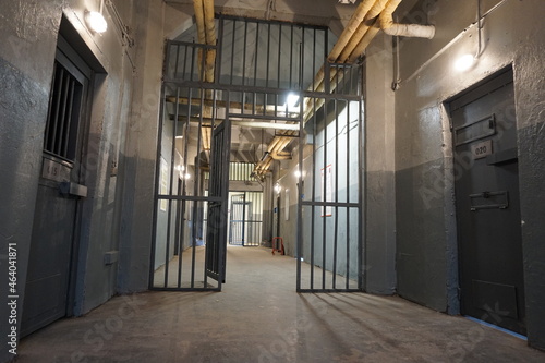 bars and empty prison corridors