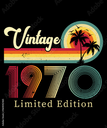 Vintage 1970 Birthday T-shirt Design	