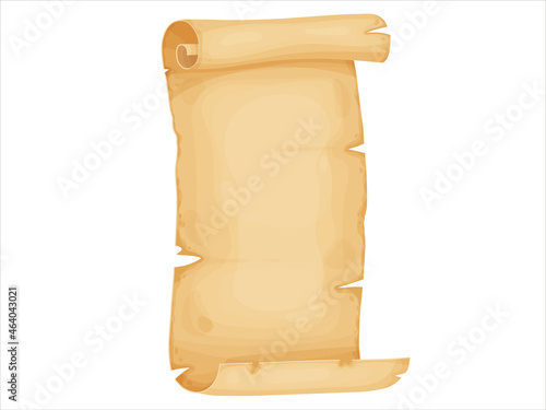 Old paper scroll. Vintage letter, certificate, treasure map or historical document. Illustration isolated on white background.