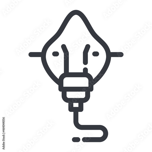 Black linear medical icon of a medical face mask. Outline symbol