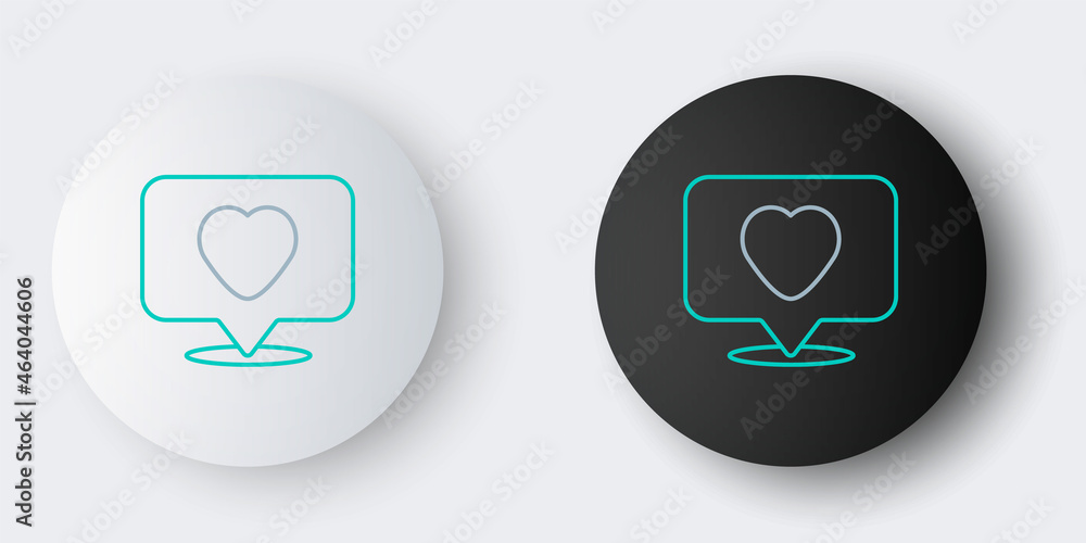 Line Like and heart icon isolated on grey background. Counter Notification Icon. Follower Insta. Colorful outline concept. Vector