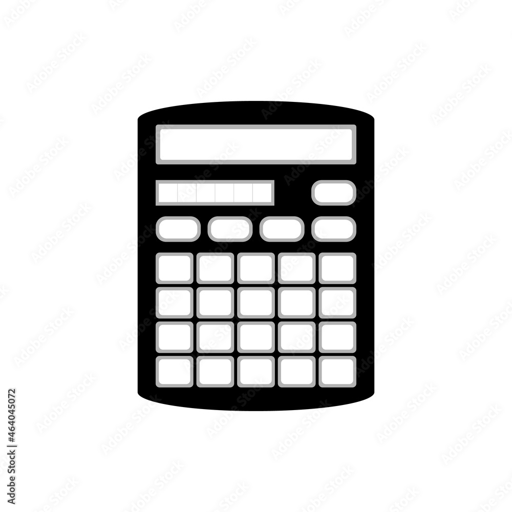 The multifunctional calculator icon is black on a white background. The multifunctional calculator icon is black on a white background.