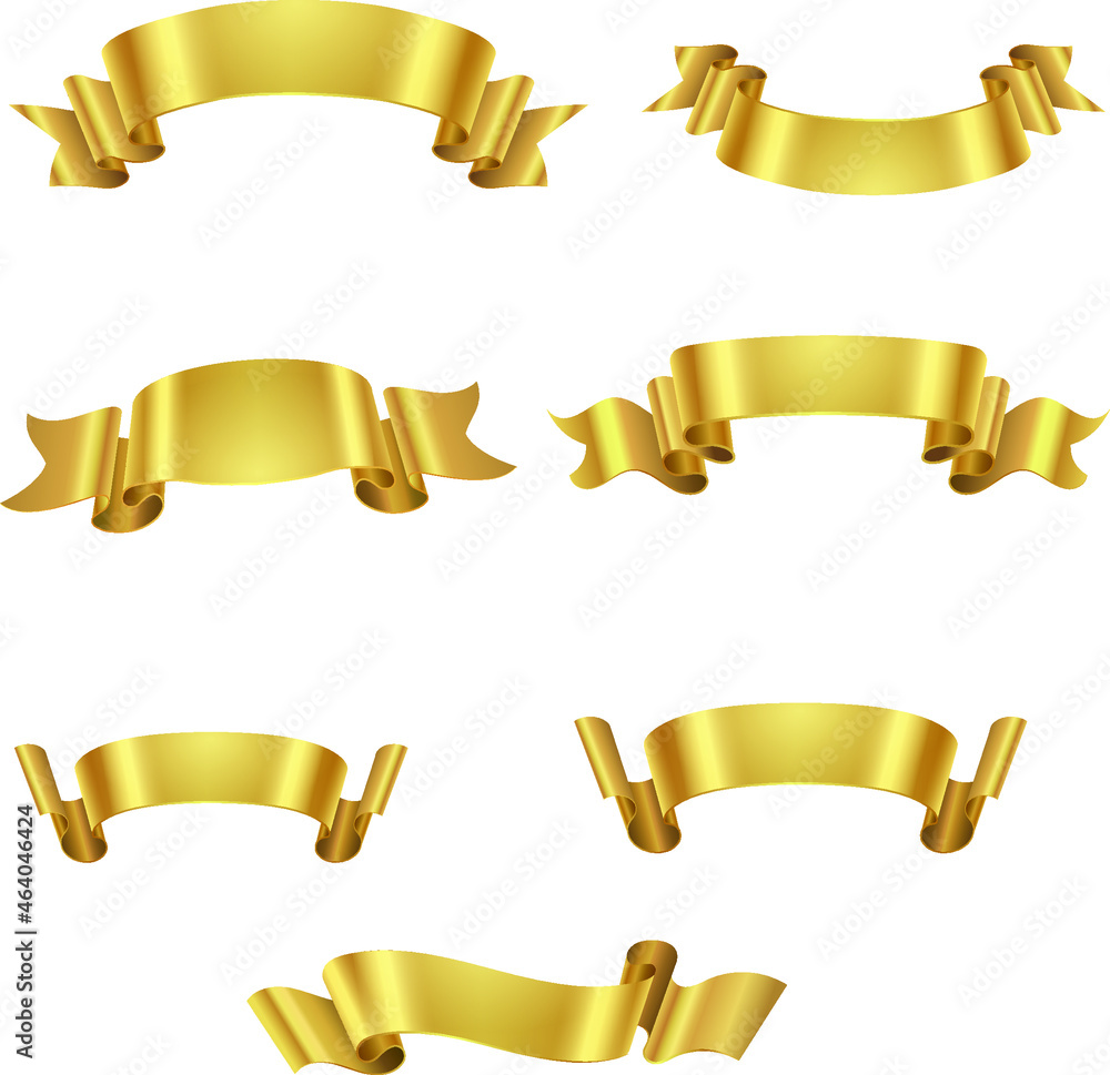 set of golden ribbons set of golden ribbons